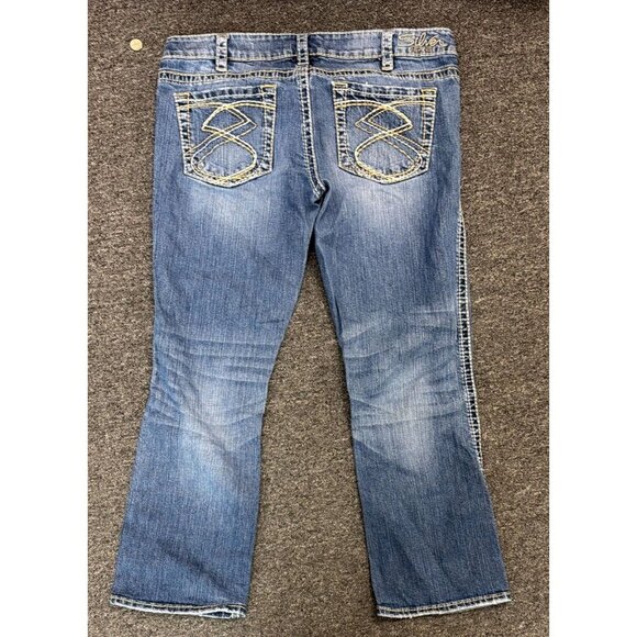 Silver Jeans Frances Capri Womens 31 Faded Medium Wash Thick Stitch Cropped Jean - Picture 2 of 3